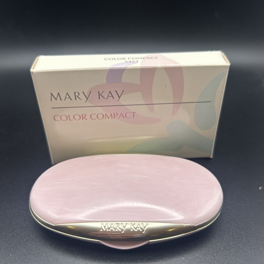 New In Box Mary Kay EMPTY Pink & Gold Color Compact with Mirror ~ NOS Vintage